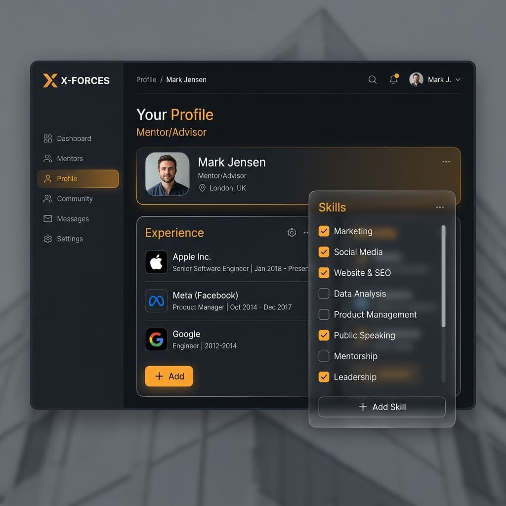 X-Forces Dashboard Mockup